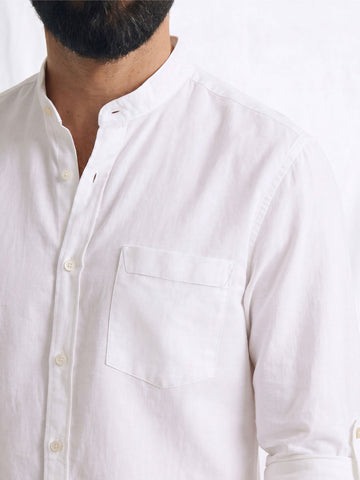Men's White Linen Cotton Regular Fit Shirt