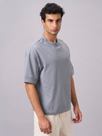 Men's Blue 100% Cotton Relax Fit Tshirt