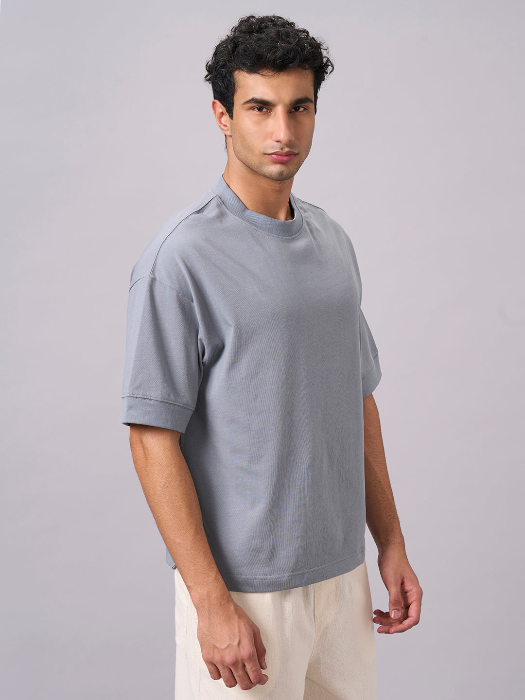 Men's Blue 100% Cotton Relax Fit Tshirt