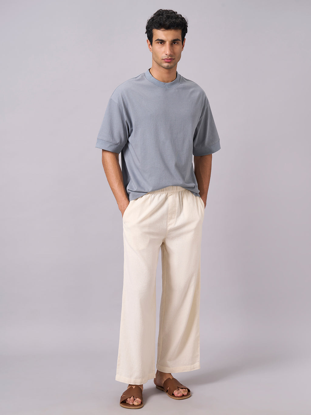 Men's Blue 100% Cotton Relax Fit Tshirt