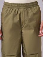 Men's Olive 100% Cotton Regular Fit Pant