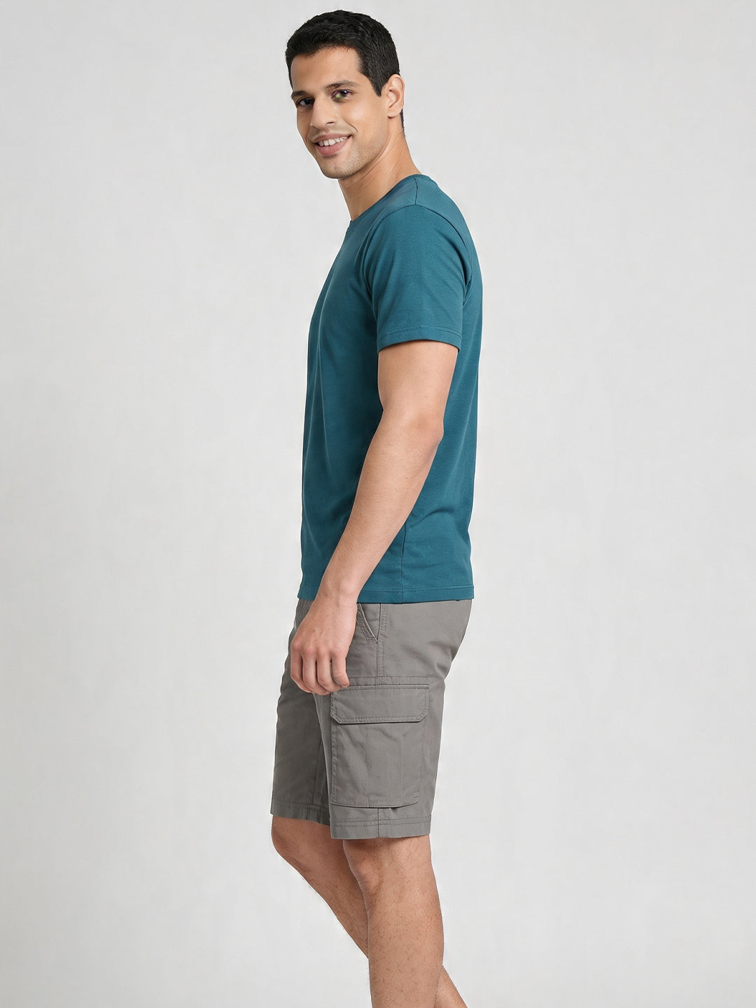Men's Teal Cotton Bamboo Elastane Regular Fit Tshirt