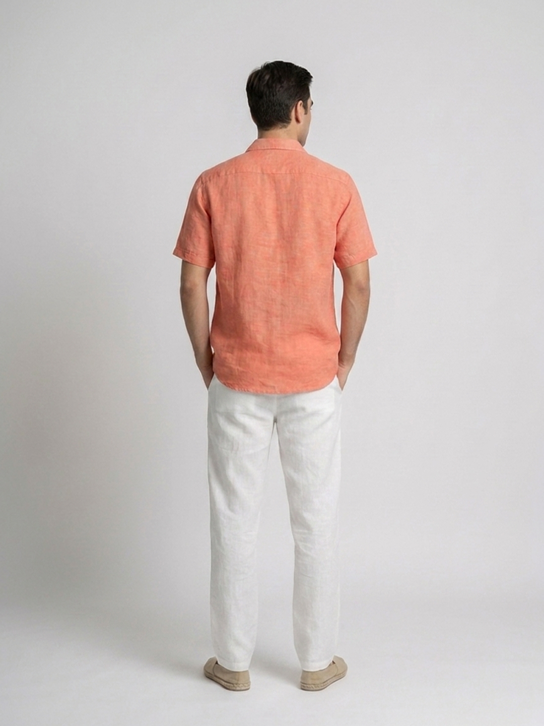 Men's Brick 100% Linen Regular Fit Shirt