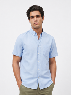 Men’s Cotton Regular Fit Oxford Half Sleeve Shirt Sky