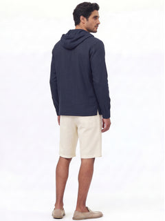 Men's Navy Linen Cotton Regular Fit Shirt