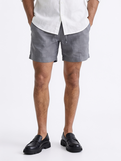 Men's Blue Cotton Linen Regular Fit Shorts