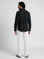 Men's Black 100% Linen Regular Fit Shirt