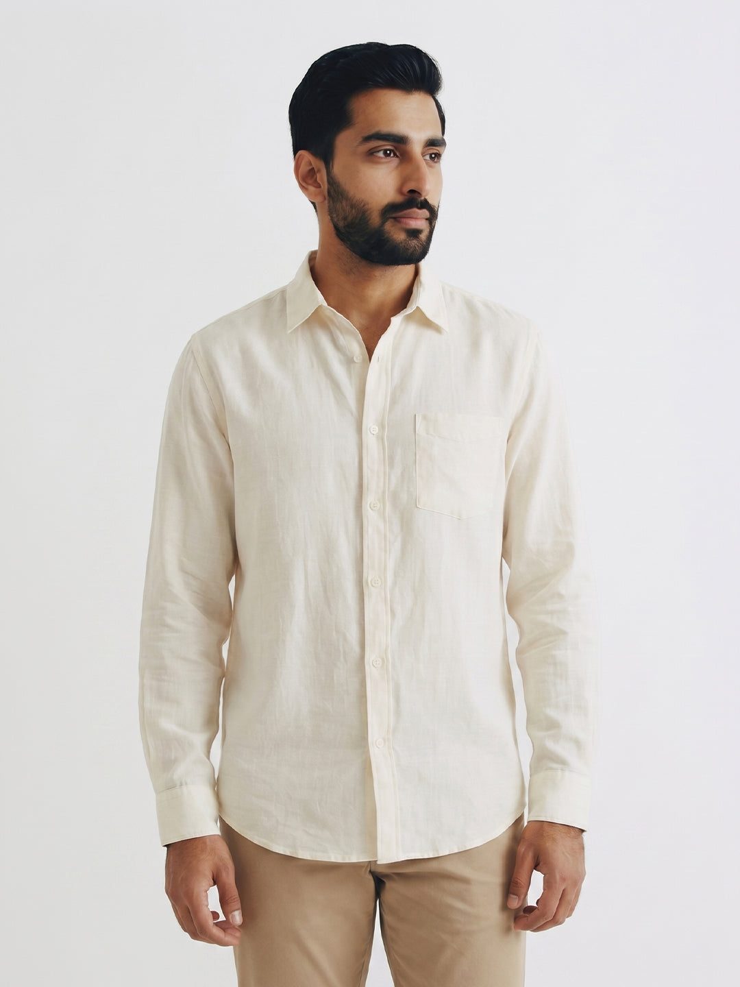 Men's Offwhite 100% Cotton Regular Fit Shirt