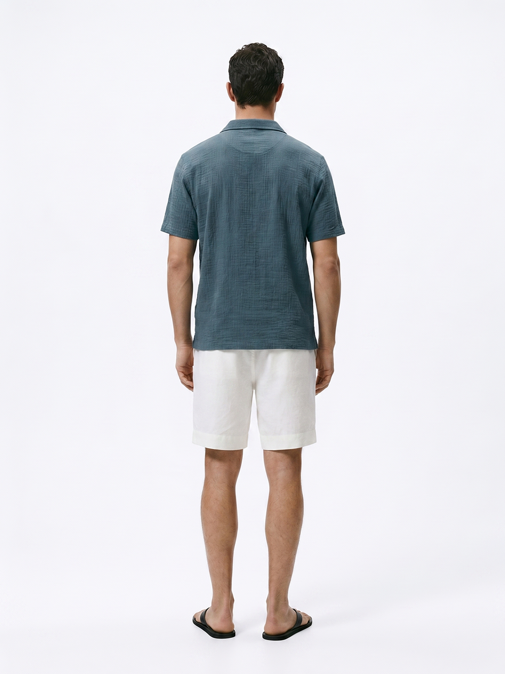 Men's White Cotton Linen Regular Fit Shorts