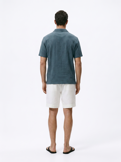 Men's White Cotton Linen Regular Fit Shorts