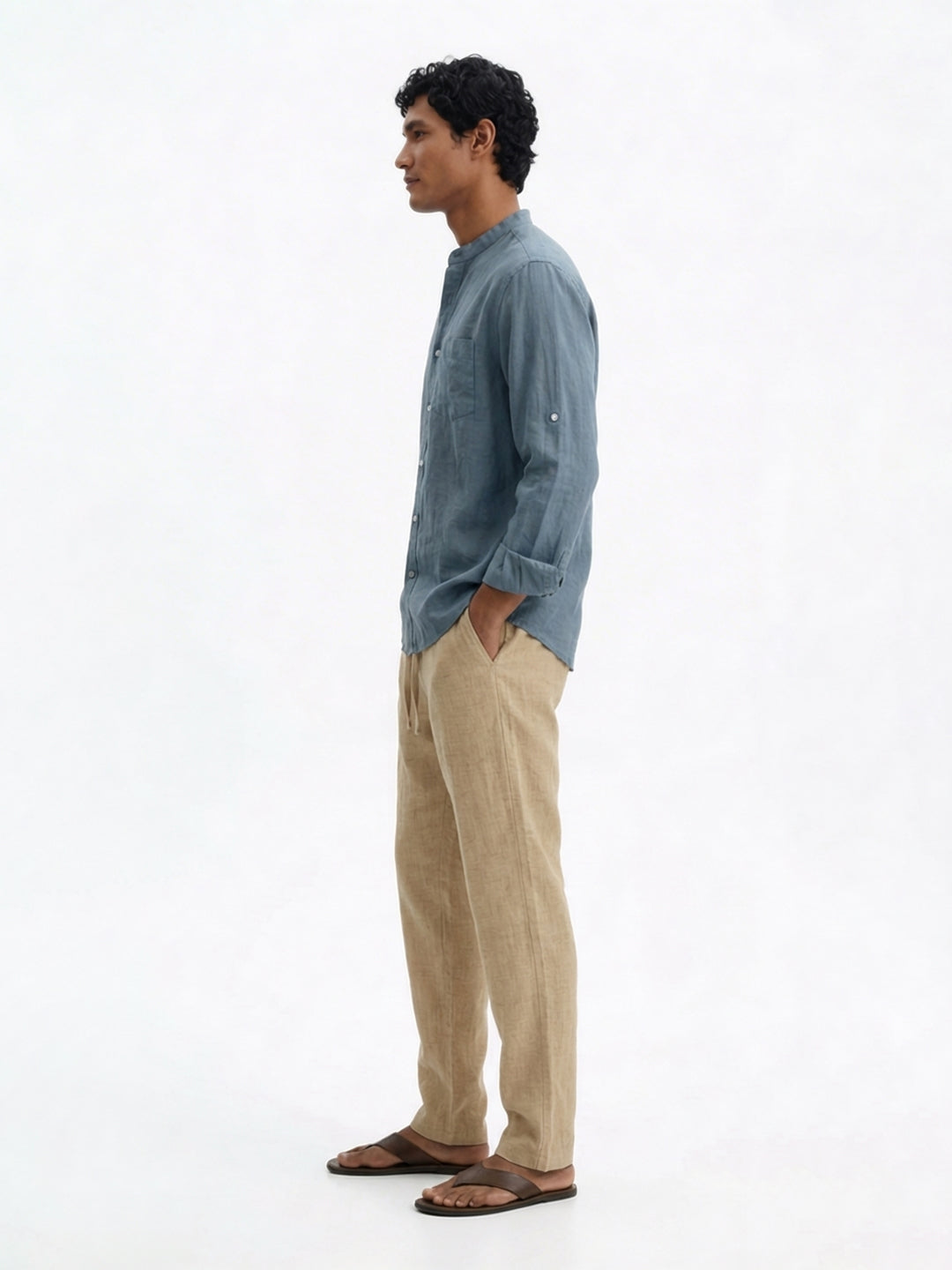 Men's Khaki 100% Cotton Regular Fit Pant