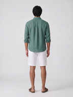 Men's Dk Green 100% Linen Regular Fit Shirt