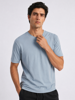 Men's Blue 100% Organic Cotton Regular Fit Tshirt