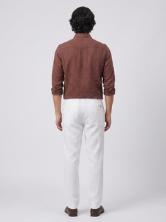 Men's Brown Linen Cotton Regular Fit Shirt