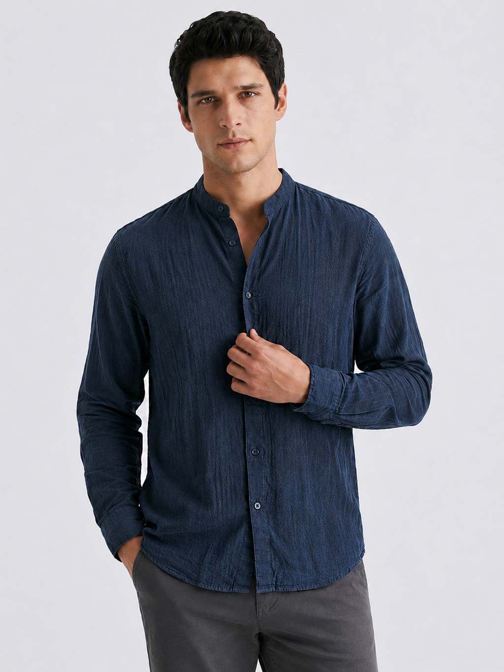 Men's Navy 100% Cotton Regular Fit Shirt