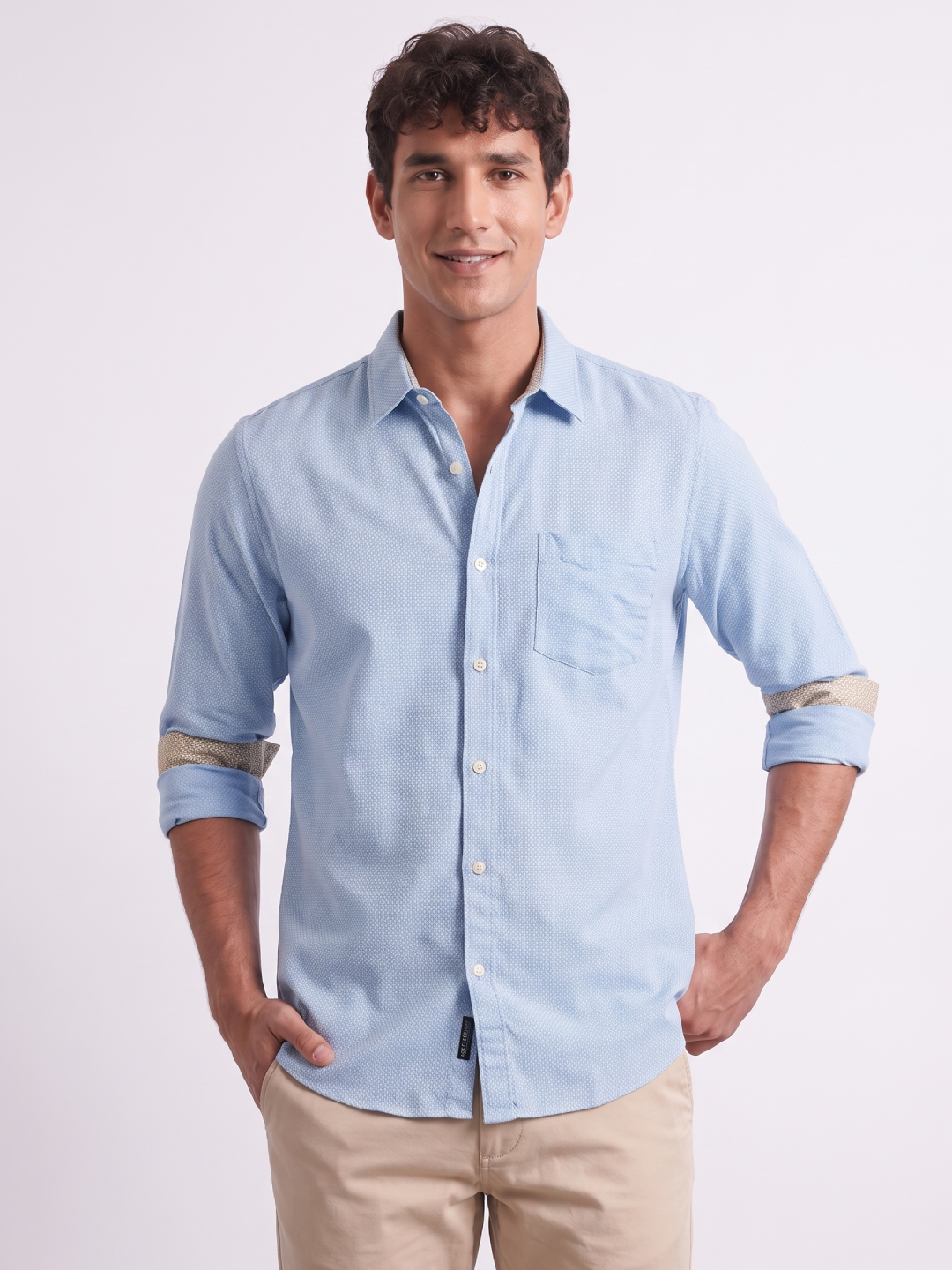 Men's 100% Cotton Regular Fit Shirt Sky