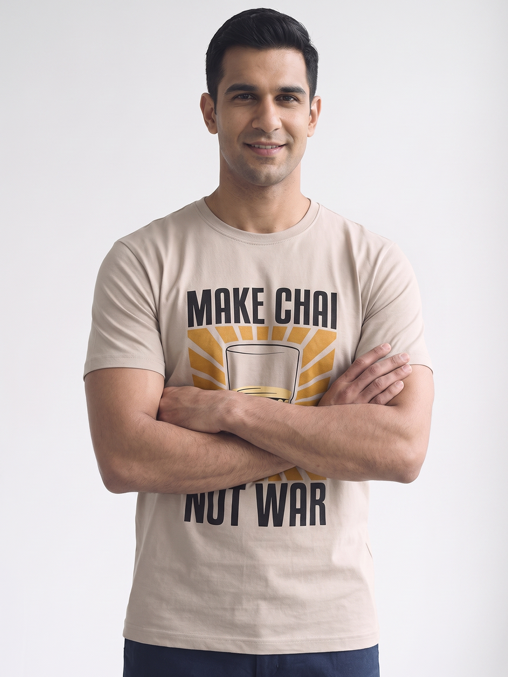 Men's 100% Organic Cotton Regular Fit Tshirt Sand