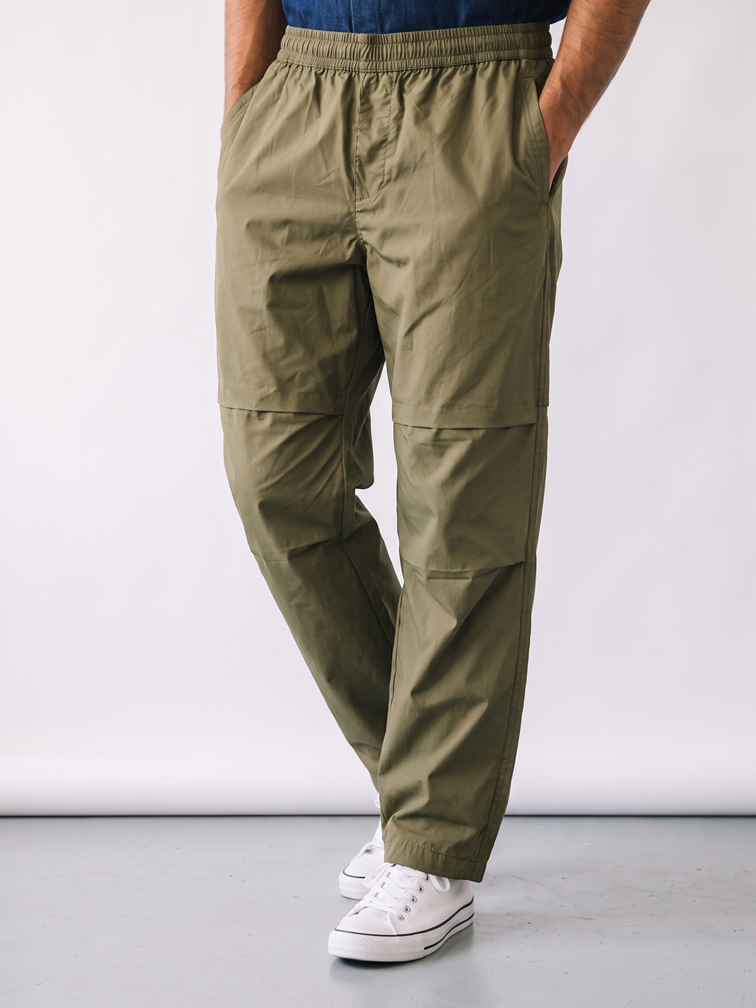 Men's 100% Cotton Regular Fit Pants Olive