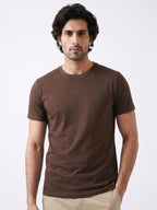 Men's Brown Cotton Bamboo Elastane Regular Fit Tshirt