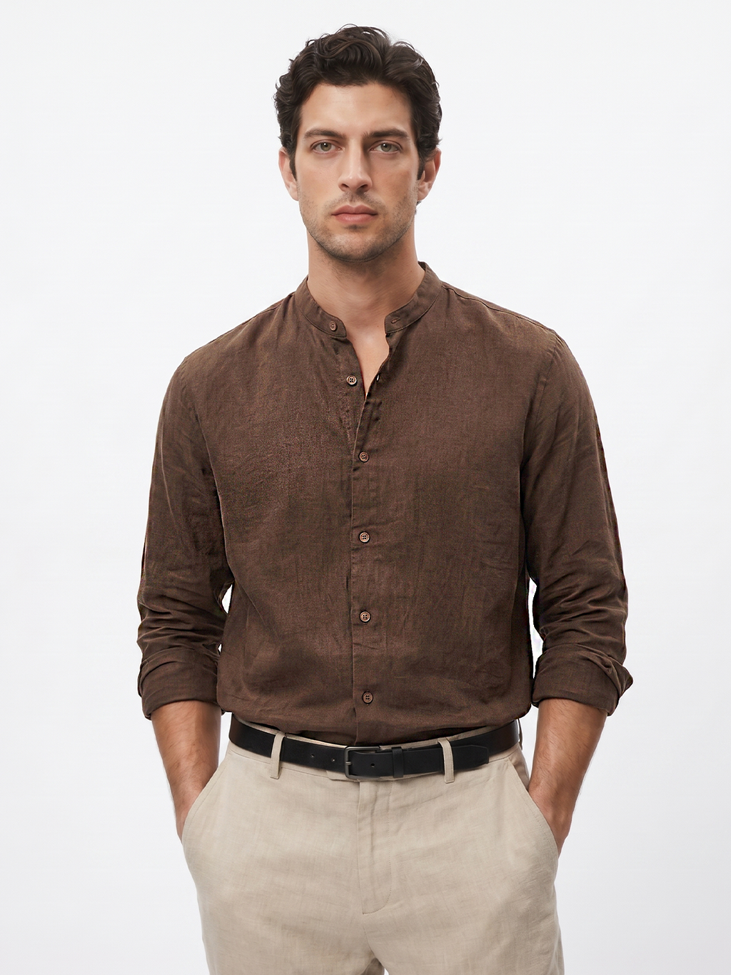 Men's Brown 100% Cotton Regular Fit Shirt