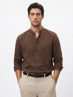 Men's Brown 100% Cotton Regular Fit Shirt