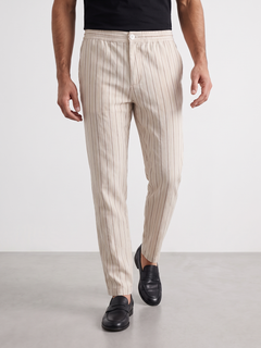 Men's Beige 100% Cotton Regular Fit Pant