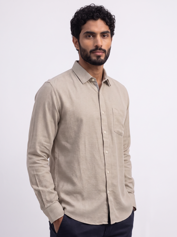 Men's 100% Cotton Regular Fit Shirt Sand
