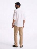 Men's White Linen Cotton Regular Fit Shirt