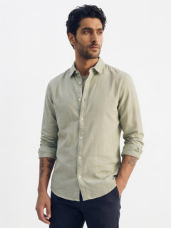 Men's Green Cotton Lycra Regular Fit Shirt