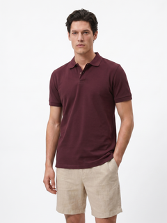 Men's Wine Cotton Elastane Slim Fit Tshirt