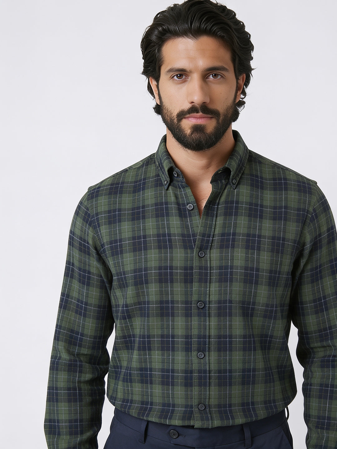 Men's Green 100% Cotton Regular Fit Shirt