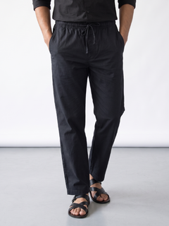 Men's Cotton Lycra Regular Fit Pocket Pants Black
