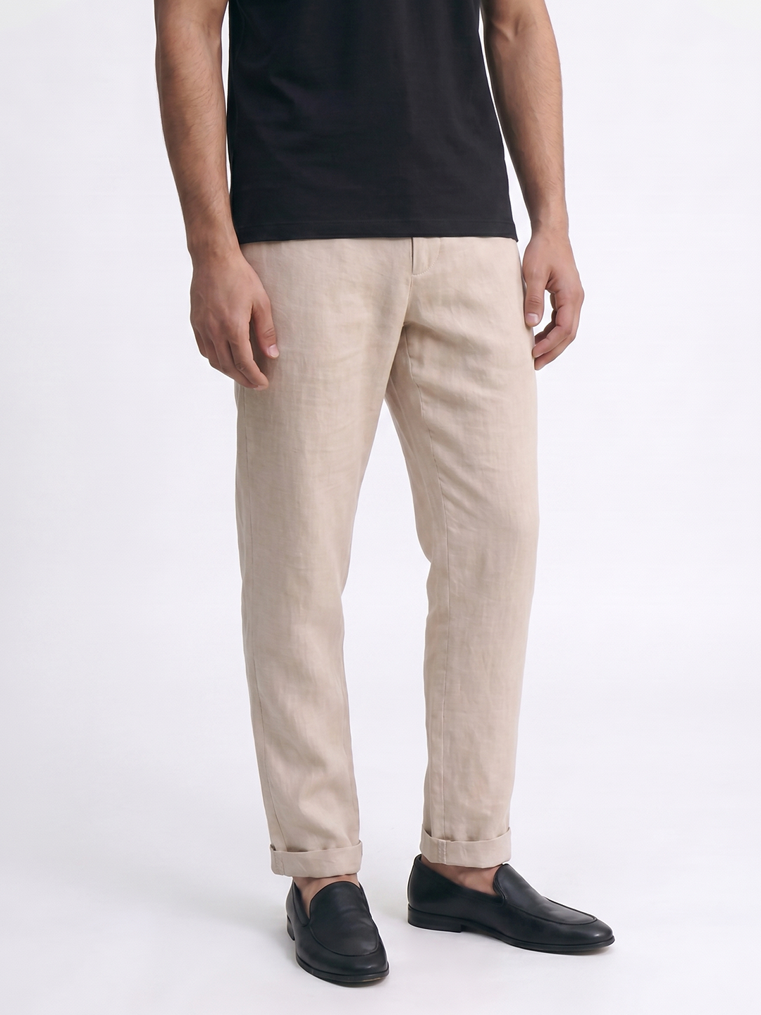 Men's Natural 100% Linen Regular Fit Pant