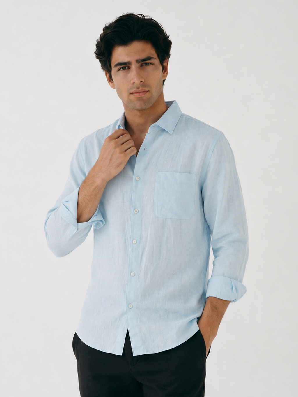 Men's Sky 100% Linen Regular Fit Shirt