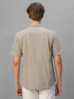 Men's Sand Cotton Viscose Regular Fit Shirt