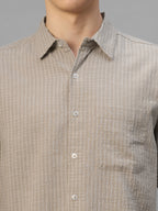 Men's Sand Cotton Viscose Regular Fit Shirt