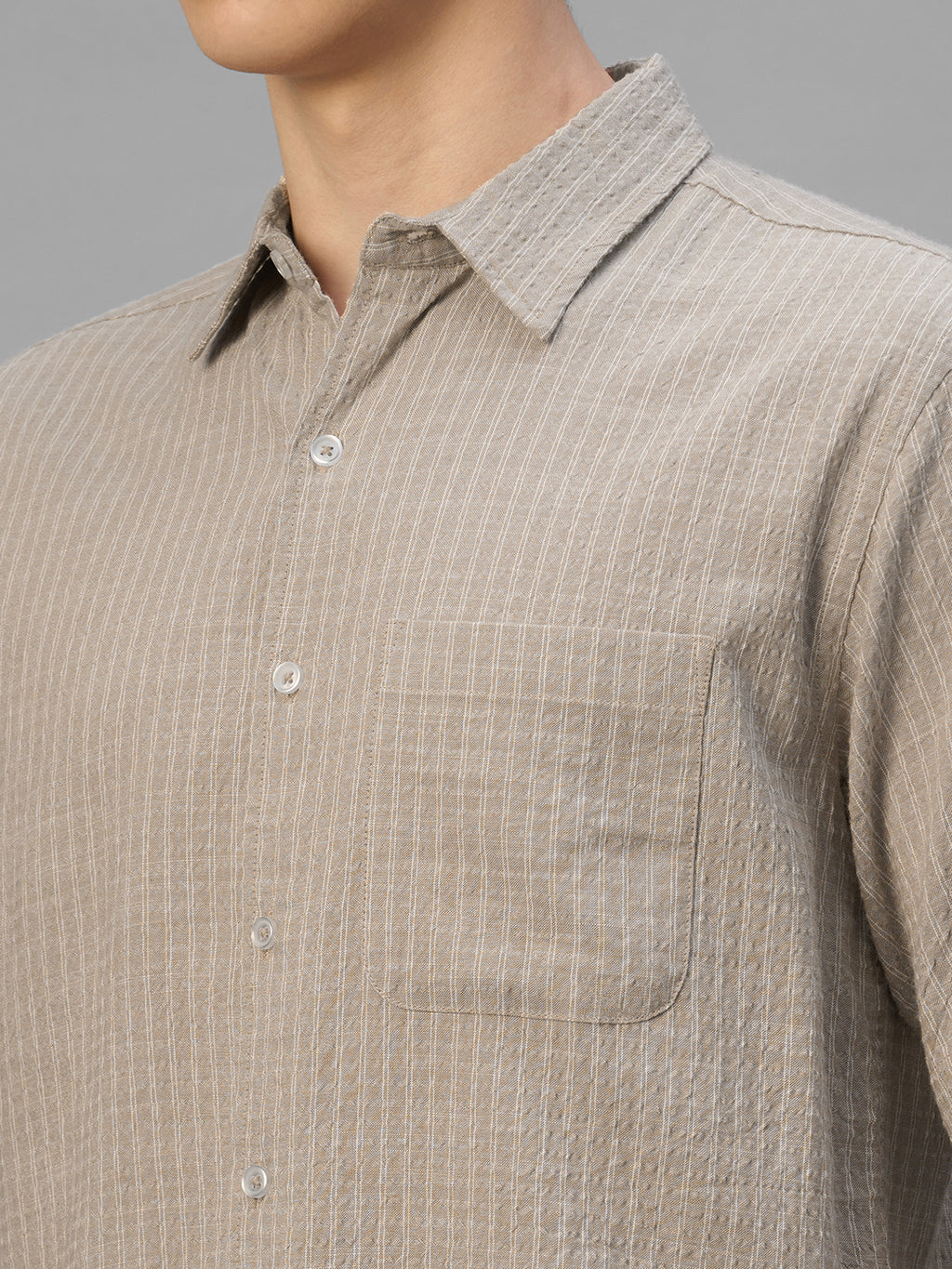 Men's Sand Cotton Viscose Regular Fit Shirt