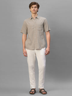 Men's Sand Cotton Viscose Regular Fit Shirt