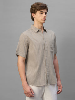 Men's Sand Cotton Viscose Regular Fit Shirt