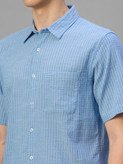 Men's Sky Cotton Viscose Regular Fit Shirt