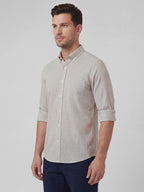 Men's Khaki 100% Cotton Regular Fit Shirt