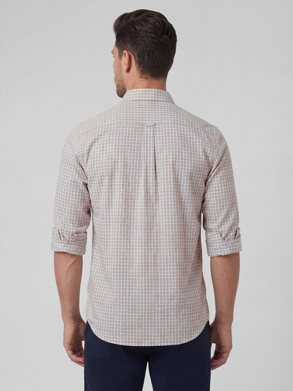 Men's Khaki 100% Cotton Regular Fit Shirt