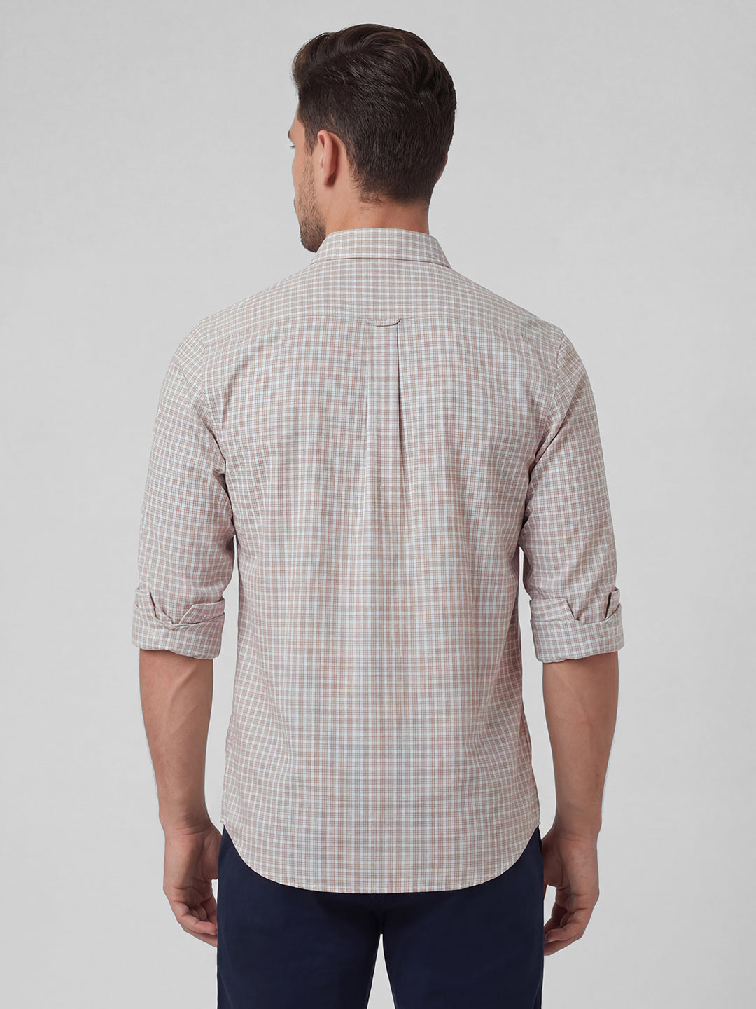 Men's Khaki 100% Cotton Regular Fit Shirt