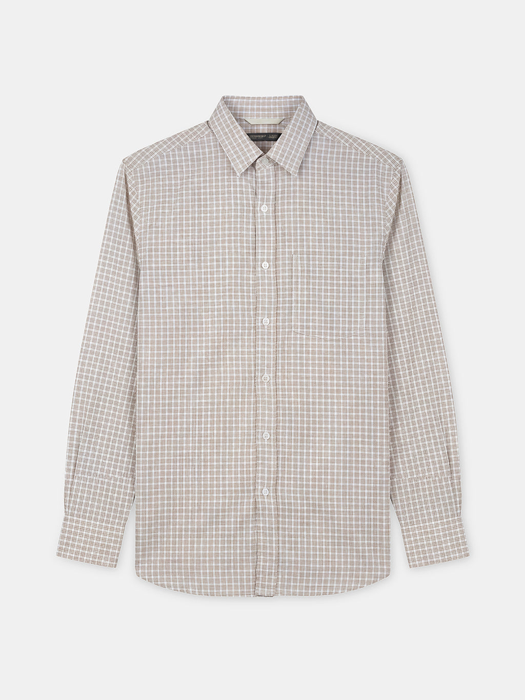 Men's Khaki 100% Cotton Regular Fit Shirt