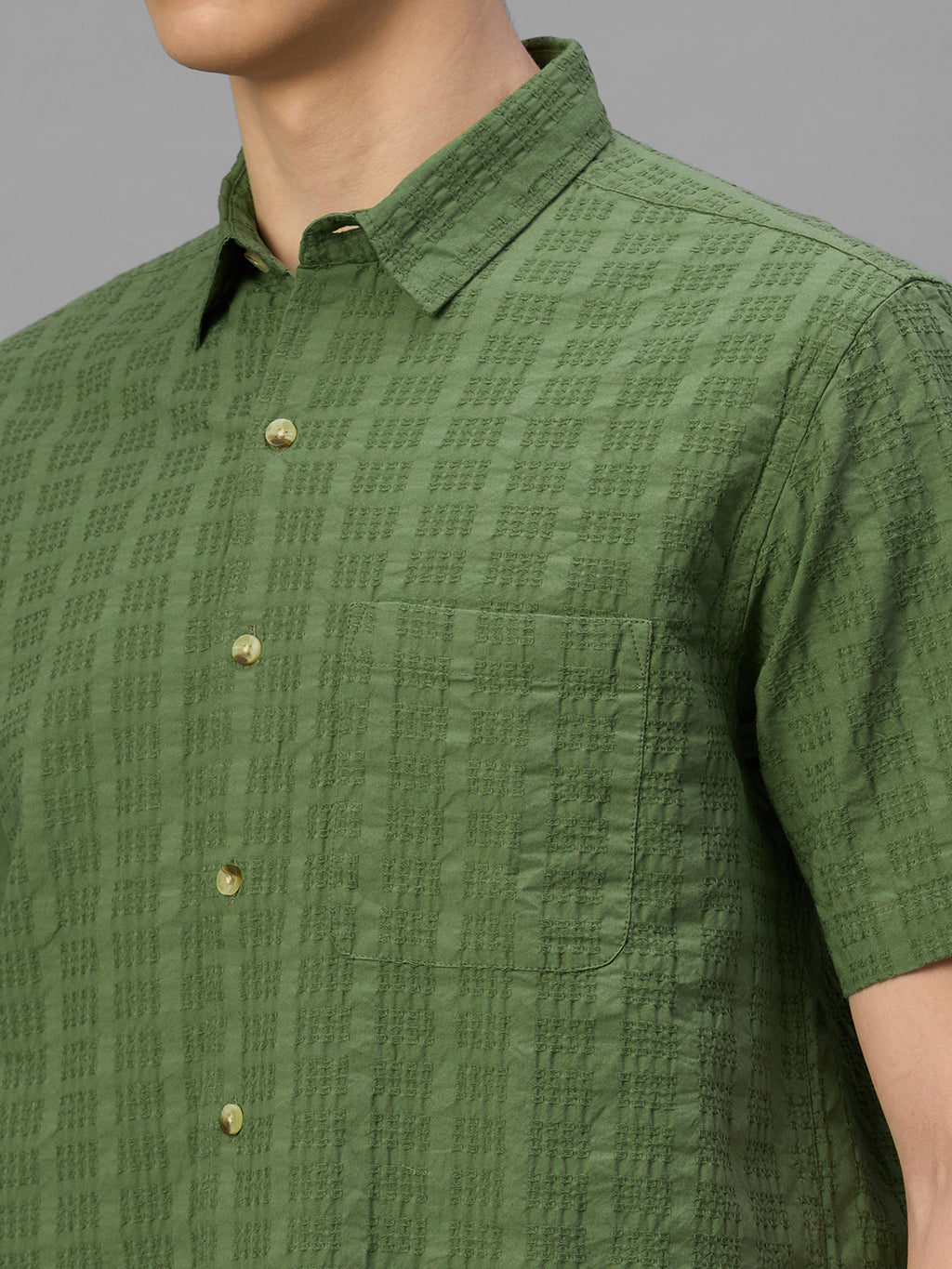 Men's Green 100% Cotton Regular Fit Shirt
