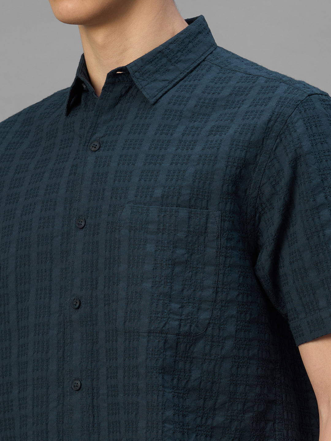 Men's Navy 100% Cotton Regular Fit Shirt