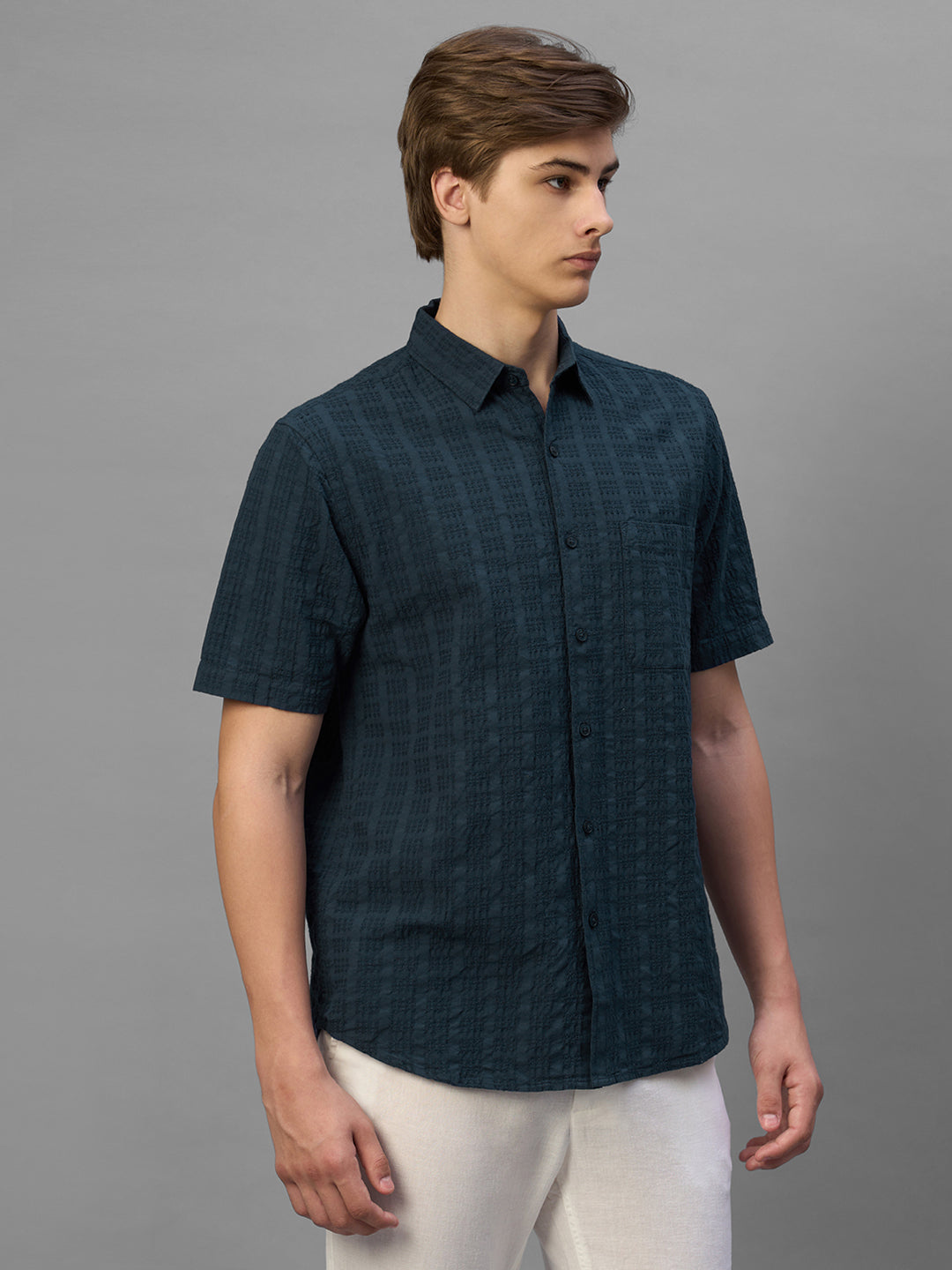 Men's Navy 100% Cotton Regular Fit Shirt