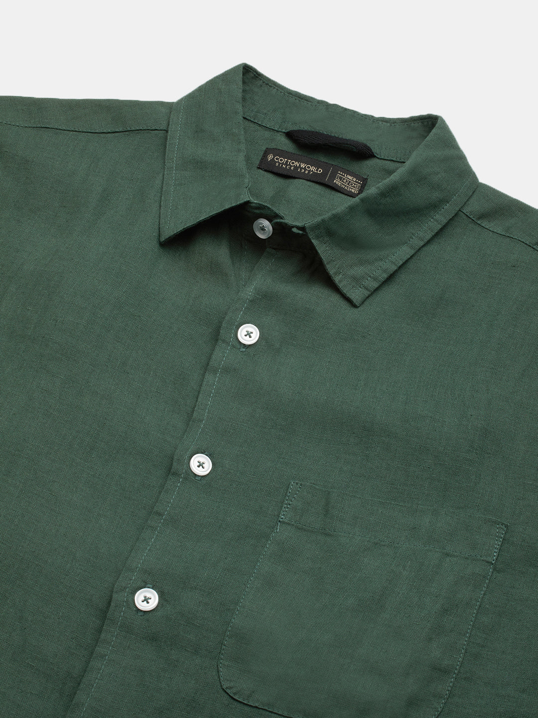 Men's Green 100% Linen Regular Fit Shirt