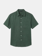 Men's Green 100% Linen Regular Fit Shirt