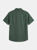 Men's Green 100% Linen Regular Fit Shirt